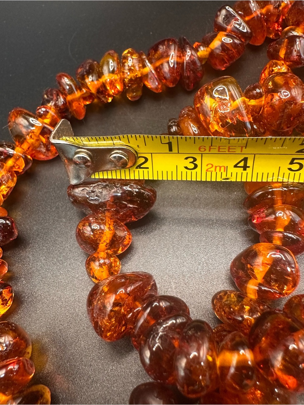 40” Genuine Baltic Amber Nugget Necklace Cognac Honey Amber Long Statement - Picture 6 of 16